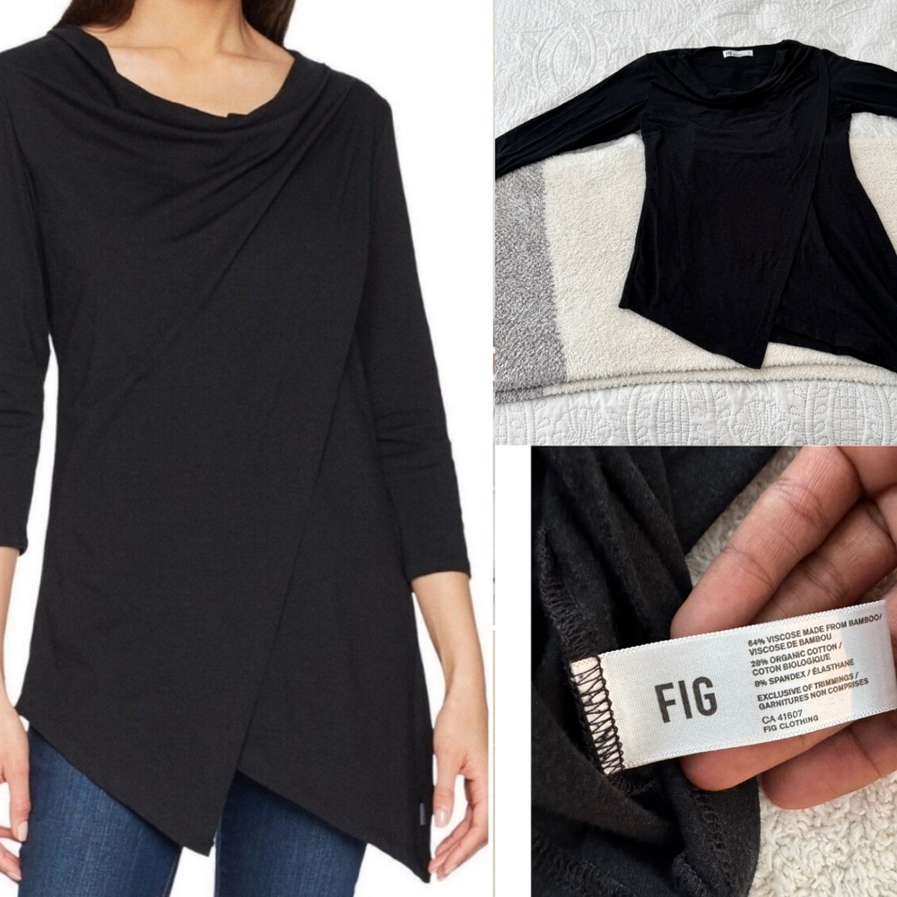 FIG Pailin Long-Sleeved 3/4 sleeve Black top size Small